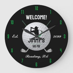 Reloj Redondo Grande Barra de Golf Clásica Personalizada para Hombres