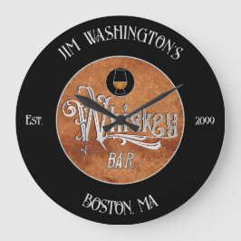 Reloj Redondo Grande Barra de Whiskey de script de Fancy