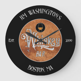 Reloj Redondo Grande Barra de Whiskey de script de Fancy