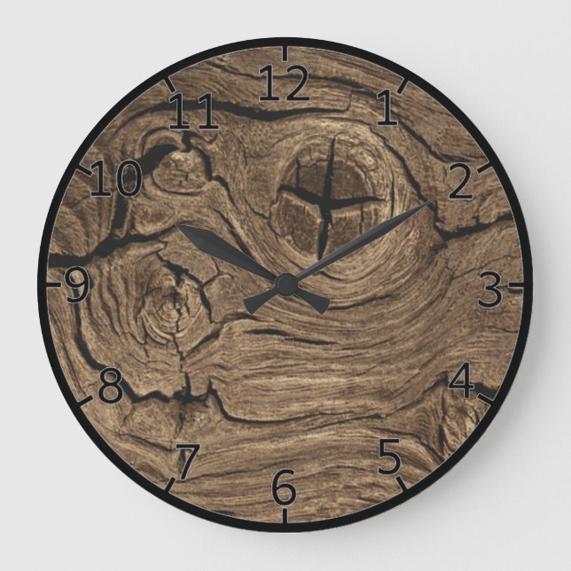 Reloj Redondo Grande Barrera de madera (Anverso)