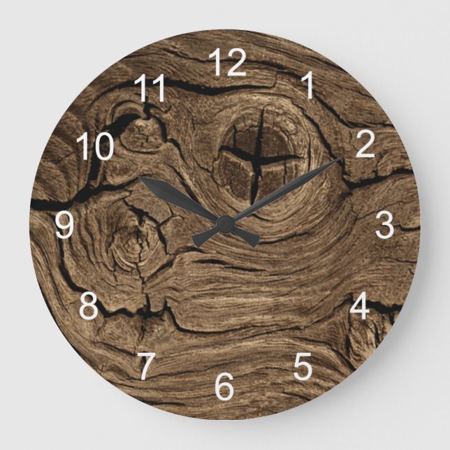 Reloj Redondo Grande Barrera de madera (Anverso)