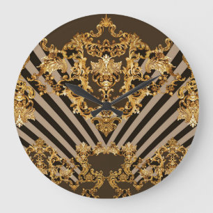 Reloj Redondo Grande Barroco dorado: diseño de patrones geométricos