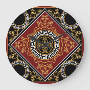 Reloj Redondo Grande Barroco dorado: Ilustracion griego Motif.