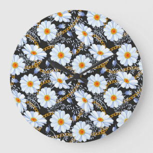 Reloj Redondo Grande Barroco dorado: Textura de la cadena floral