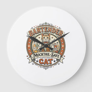 Reloj Redondo Grande Bartender Mocktail-Safe Cat Bartender Mocktail-Saf