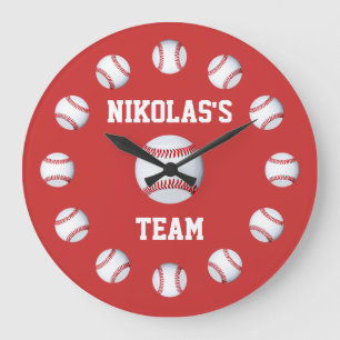 Reloj Redondo Grande Baseball Custom Clock Personalized Name Location