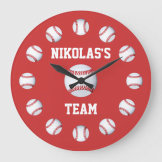 Reloj Redondo Grande Baseball Custom Clock Personalized Name Location