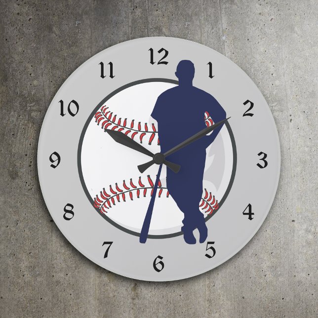 Reloj Redondo Grande Baseball Player (Subido por el creador)