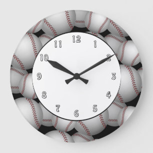 Reloj Redondo Grande Baseballs Pattern