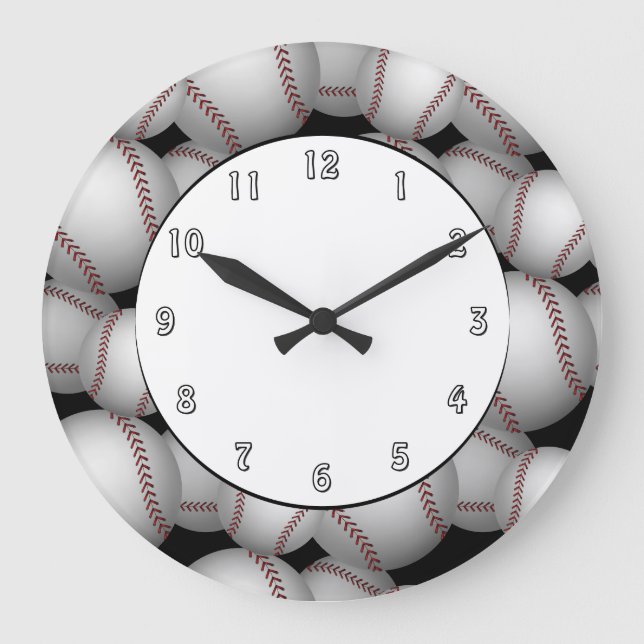 Reloj Redondo Grande Baseballs Pattern (Anverso)