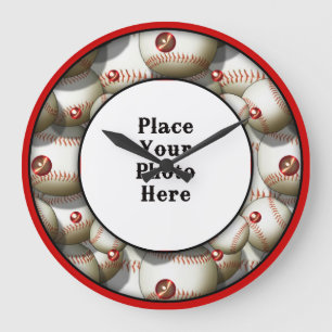 Reloj Redondo Grande Baseballs Your Photo Wall Clock