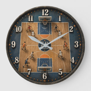 Reloj Redondo Grande Basketball Court  Player Coach & Athlete Gift