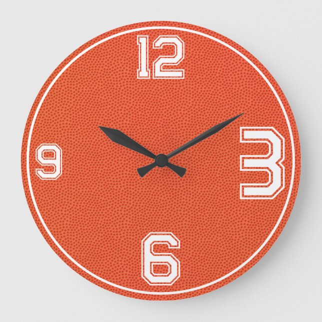 Reloj Redondo Grande Basketball Textured Sports Clock (Anverso)