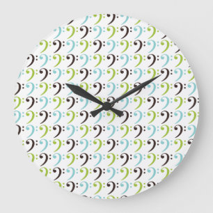 Reloj Redondo Grande Bass Clef Music Instrument Orchestra Band Gift