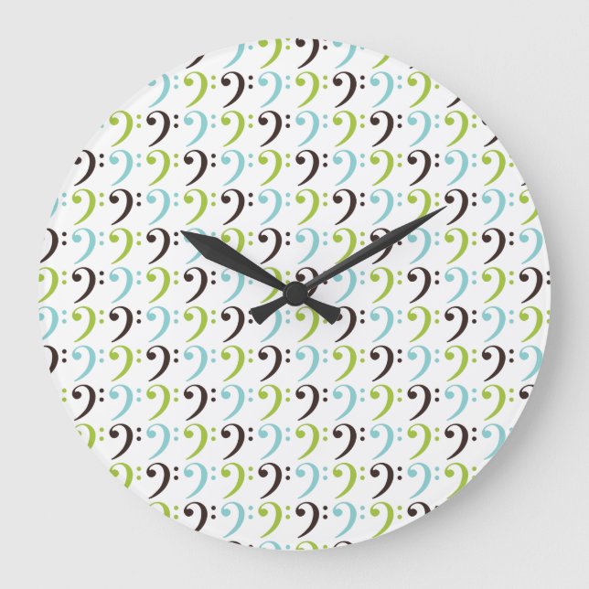 Reloj Redondo Grande Bass Clef Music Instrument Orchestra Band Gift (Anverso)