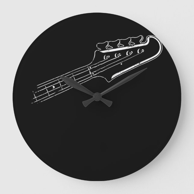 Reloj Redondo Grande Bass Player Bass Guitar Musical Design (Anverso)