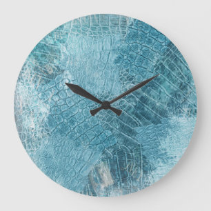 Reloj Redondo Grande Batik cocodrilo: Arte texturizado de tela