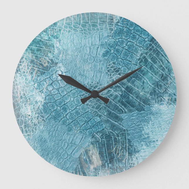Reloj Redondo Grande Batik cocodrilo: Arte texturizado de tela (Anverso)