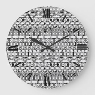Reloj Redondo Grande Batik tribal - tonos grises / grises