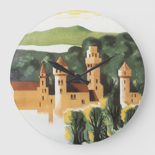 Reloj Redondo Grande Baviera, Alemania, Castillo Alemán, Viajes de Arte (Anverso)
