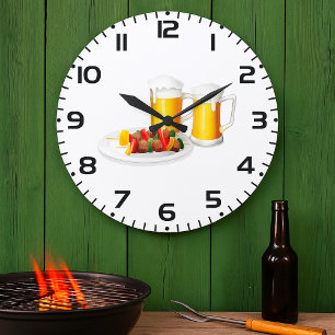 Reloj Redondo Grande BBQ Skewewewers y Beer Summer Cooking
