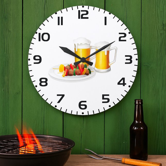 Reloj Redondo Grande BBQ Skewewewers y Beer Summer Cooking (Subido por el creador)