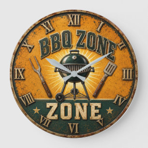 Reloj Redondo Grande BBQ Zone Rustic Grill Master Outdoor Kitchen