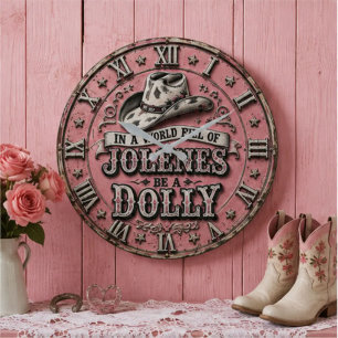Reloj Redondo Grande Be a Dolly In a World Full of Jolenes Pink Cowgir