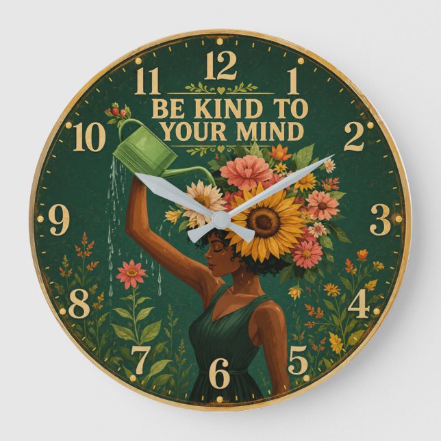 Reloj Redondo Grande Be Kind to Your Mind Floral  (Anverso)