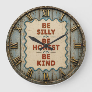 Reloj Redondo Grande Be Silly Be Honest Be Kind Rustic Farmhouse