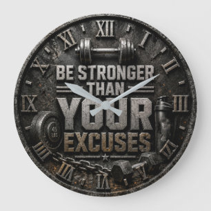 Reloj Redondo Grande Be Stronger Than Your Excuses Home Gym Fitness