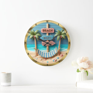 Reloj Redondo Grande Beach Relax Hammock Tropical