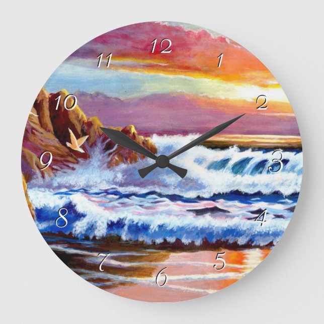 Reloj Redondo Grande Beach Sunrise Round Clock (Anverso)