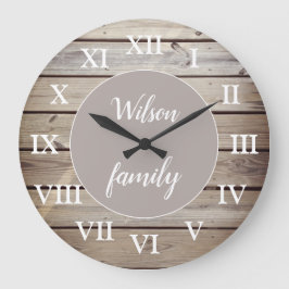 Reloj Redondo Grande Beach Wood Roman Numeral Personalizado de nombre f
