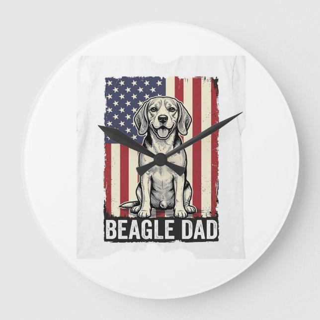 Reloj Redondo Grande Beagle Dad Patriotic Vintage Dog Shirt Design_1 (Anverso)