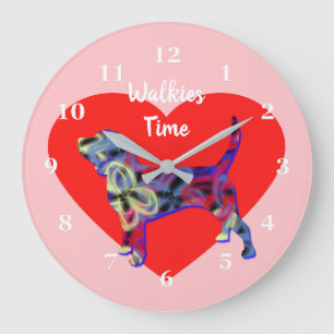 Reloj Redondo Grande Beagle Hound Dog Valentine Day Heart Pink