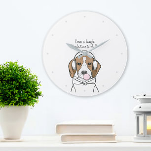Reloj Redondo Grande Beagle Relajante con Chicle Bonito Perro Divertido