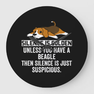 Reloj Redondo Grande Beagle Silence is Golden Funny Dog