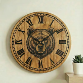 Reloj Redondo Grande Bear Wall Clock - Wooden Style Design