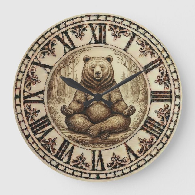 Reloj Redondo Grande Bear Wooden Wall Clock (Anverso)