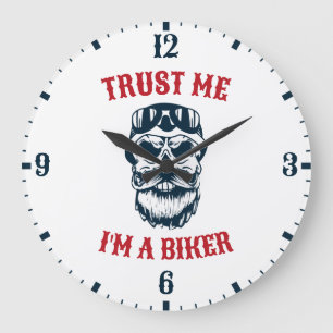 Reloj Redondo Grande Beard Scull   Motocicleta   Créeme que soy un cicl