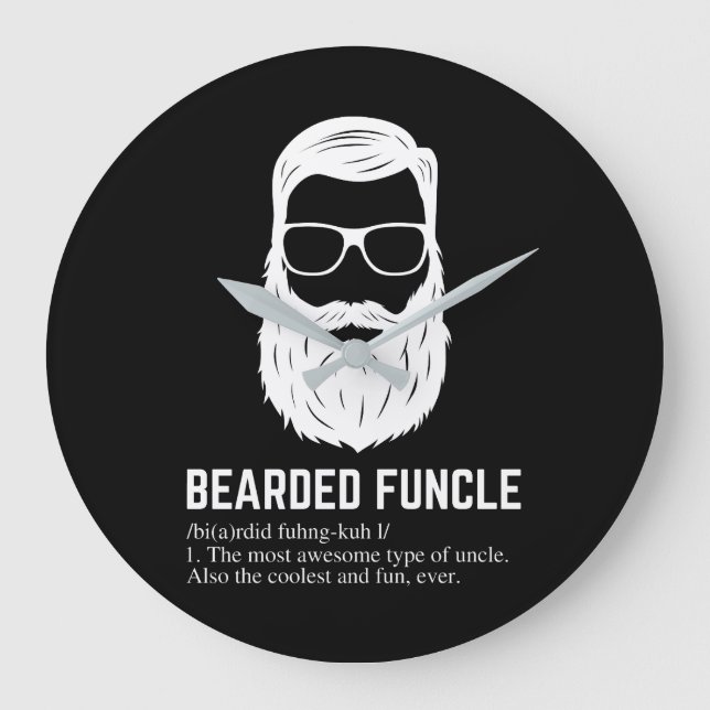 Reloj Redondo Grande Bearded Funcle Funny Uncle Definition (Anverso)