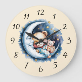 Reloj Redondo Grande Bears in the Moonlight Boy Baby Shower Gift