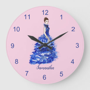 Reloj Redondo Grande Beautiful Lady with Sparkly Blue Gown Fashion