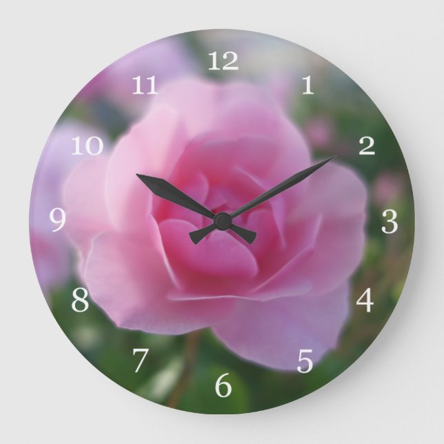 Reloj Redondo Grande Beautiful pink rose flower (Anverso)