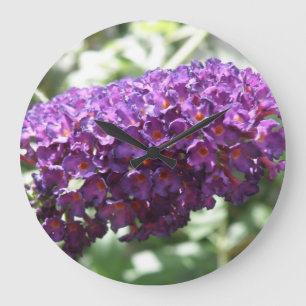Reloj Redondo Grande Beautiful Purple Buddleia Flowers Wall Clock