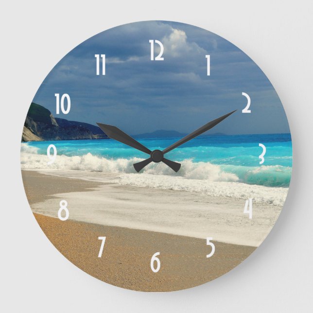 Reloj Redondo Grande Beautiful Turquoise Sea Tropical Photography (Anverso)