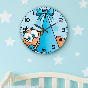 Reloj Redondo Grande Bebé Adorable con Chupete en un Sling