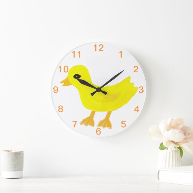 Reloj Redondo Grande Bebé Amarillo Goma Ducky (Hogar)