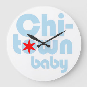 Reloj Redondo Grande Bebé de Chi-town, Chicago, Illinois v1a